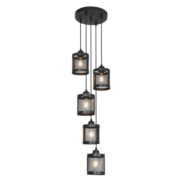 Lampe suspension industrielle noir Laetitia