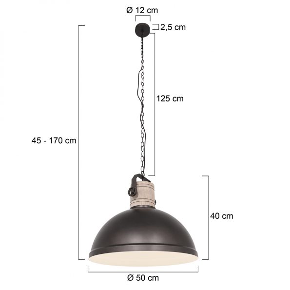 Lampe suspension industrielle anthracite Gearwood – Image 7