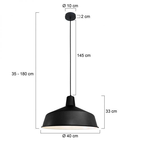 Suspensions industrielle Blackmoon noir ø 40 cm – Image 7