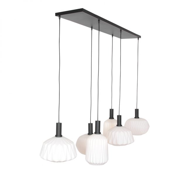 Lampe suspendue moderne blanc Verre Nervuré – Image 2
