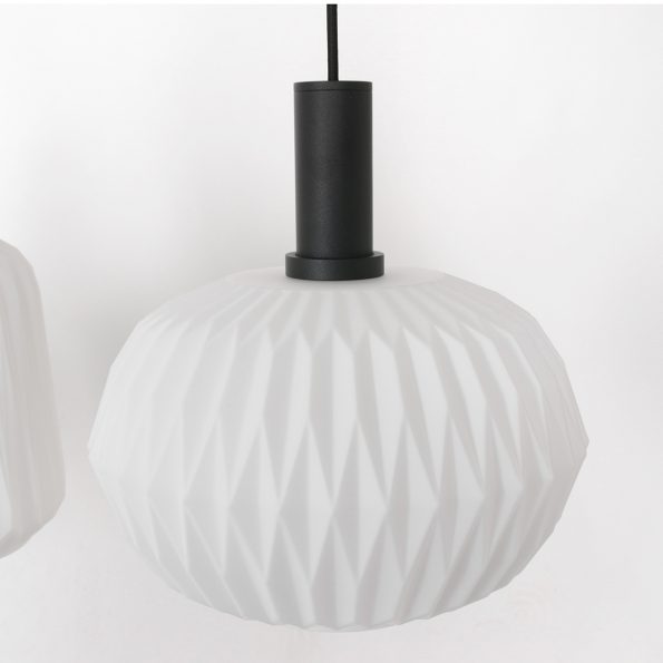 Lampe suspendue moderne blanc Verre Nervuré – Image 11