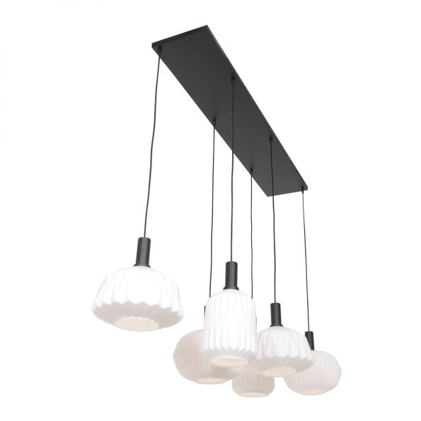 Lampe suspendue moderne blanc Verre Nervuré – Image 12