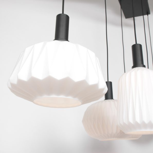 Lampe suspendue moderne blanc Verre Nervuré – Image 5