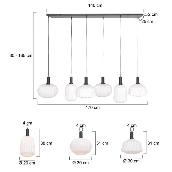 Lampe suspendue moderne blanc Verre Nervuré – Image 8