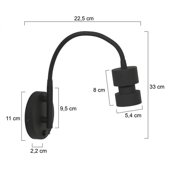 Appliques murales industrielle Natasja LED zwart – Image 6