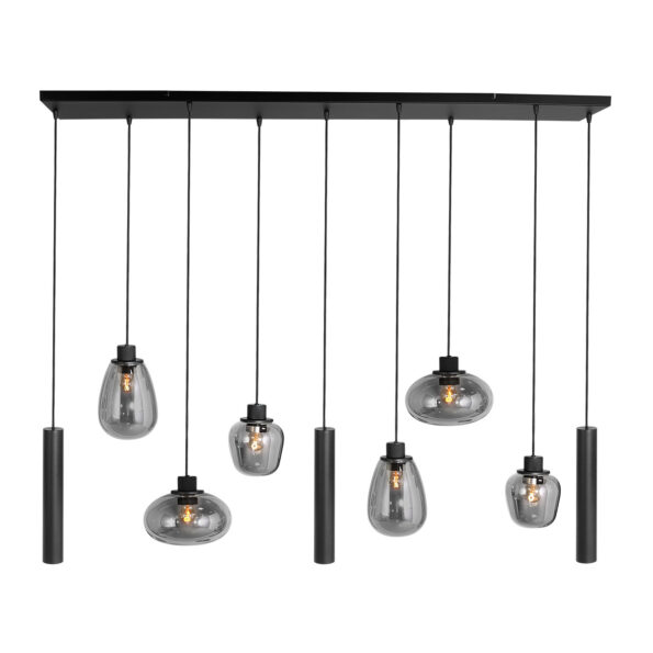 luminaire-noir-a-suspensions-en-verre-souffle -steinhauer-reflexion-verre-fume-et-noir-3796zw